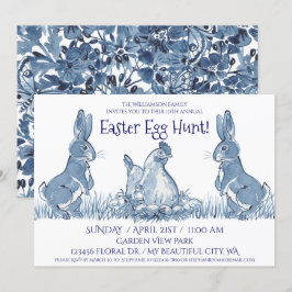 Whimsical Blue Oaster Bunny Hen Chicks Ei Hunt Einladung