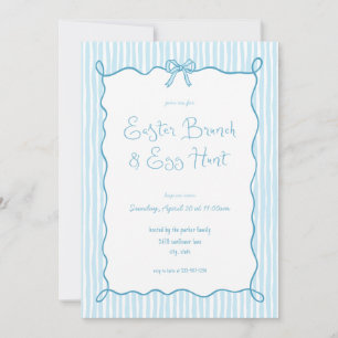 Whimsical Blue Pâques Brunch Egg Hunt Invitation
