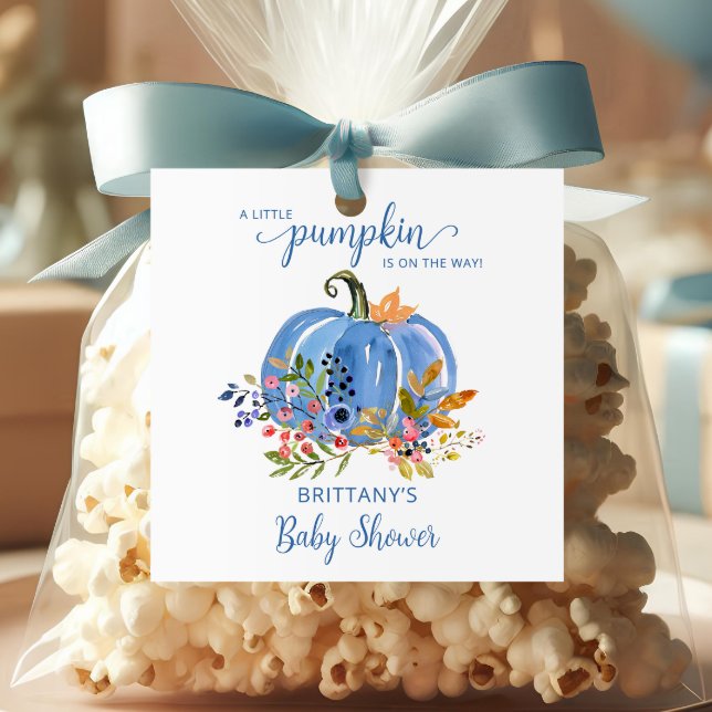 Whimsical Blue Pumpkin Baby Dusche Geschenkanhänger (Von Creator hochgeladen)