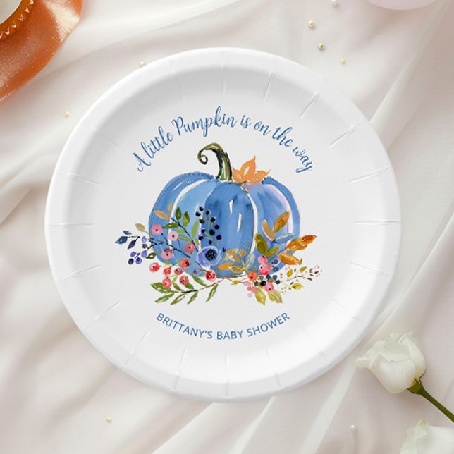 Whimsical Blue Pumpkin Baby Shower Pappteller (Von Creator hochgeladen)