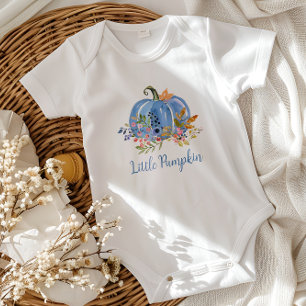 Whimsical Blue Pumpkin Baby Strampler