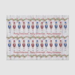 Whimsical Blue Red Nutcrackers Frohe Weihnachten Seidenpapier