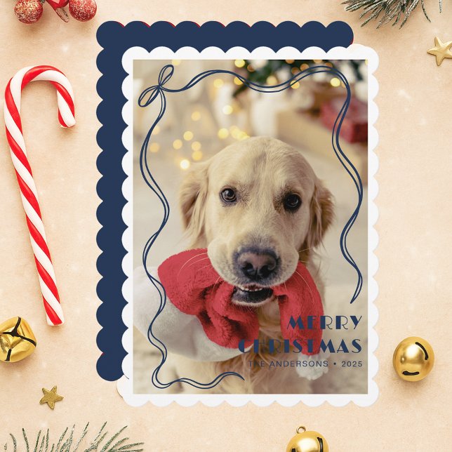 Whimsical Blue Ribbon Pet Foto Frohe Weihnachten (Von Creator hochgeladen)
