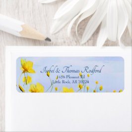 Whimsical Blue Sky & Yellow Wildblumen Label
