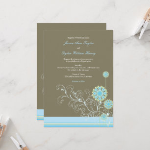 Whimsical Blue Snow Blume Wirbel Winter Hochzeit Einladung