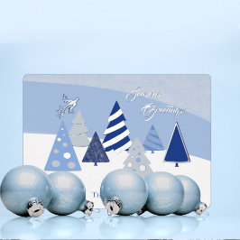 Whimsical Blue Trees Foil Holiday Card Folien Feiertagskarte