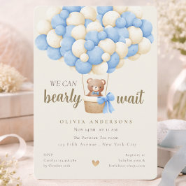 Whimsical Blue We can Bearly Wait Boy Baby Shower Einladung