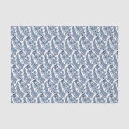 Whimsical Blue White Bunny Rabbit Floral Oaster Seidenpapier