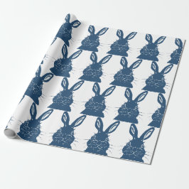 Whimsical Blue & White Bunny Rabbit Ostermuster Geschenkpapier