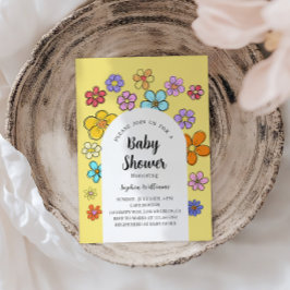 Whimsical Blume Baby Dusche - Peach & Pastel Einladung