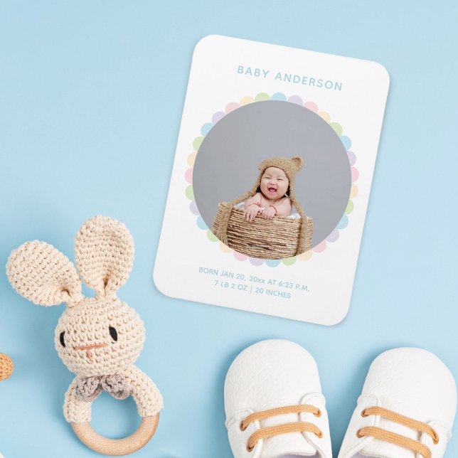 Whimsical Blume Baby Foto Geburtsankündigung Magnet (Von Creator hochgeladen)