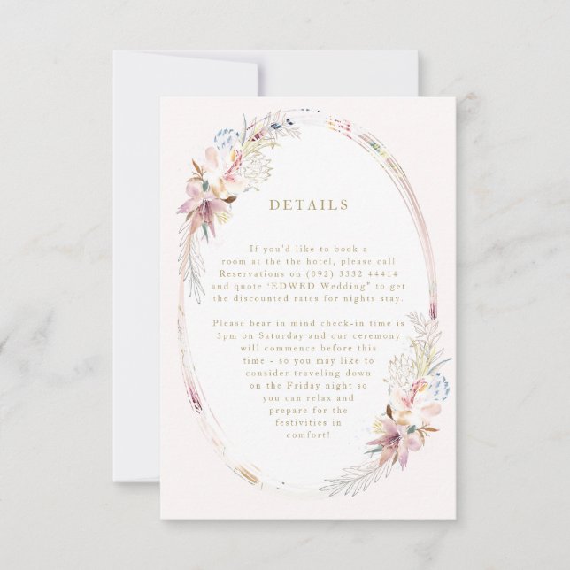 Whimsical Blume Bohemische Hochzeitkarte RSVP Karte (Vorderseite)