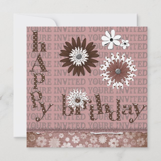 Whimsical Blume Geburtstagsparty Einladungen (Vorderseite)