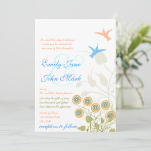 Whimsical Blume & Humming Bird Wedding Einladung