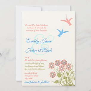 Whimsical Blume & Humming Bird Wedding Einladung