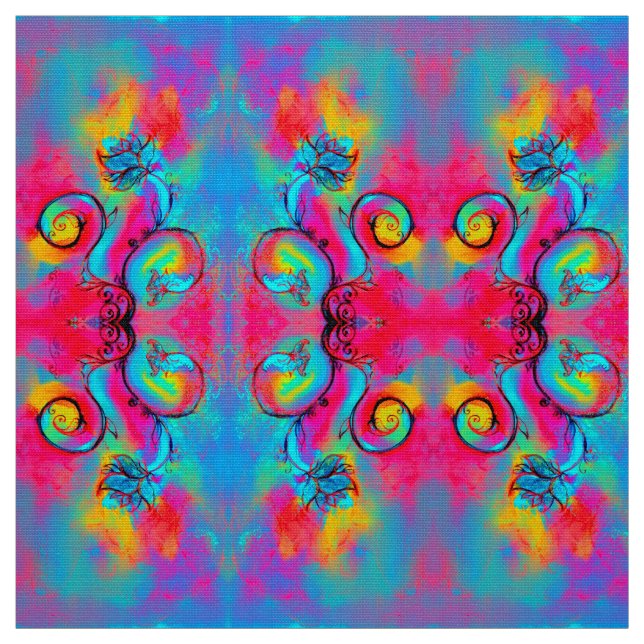 WHIMSICAL BLUME rosa gelb Stoff (Muster)