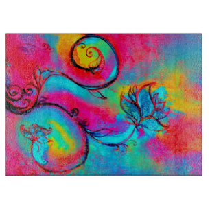 WHIMSICAL BLUME Türkis Blau Rosa Orange Schneidebrett