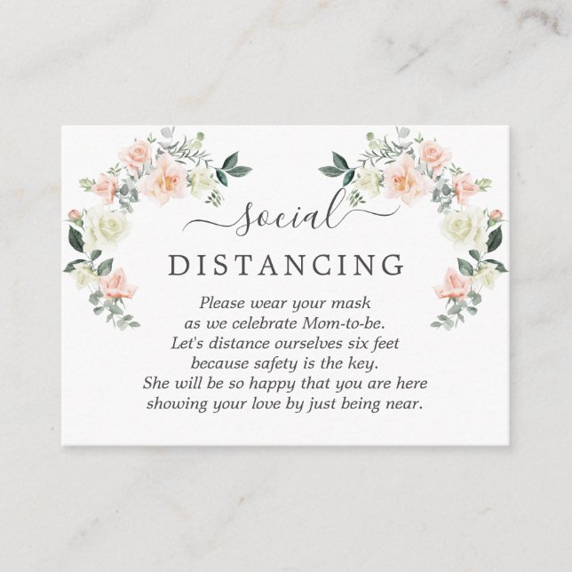 Whimsical Blush White Blume Babydusche Details Begleitkarte (Vorderseite)