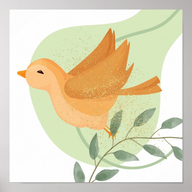 Whimsical boho bird, poster (Vorne)