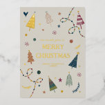 Whimsical Boho Christmas Trees Gold Holiday Card Folien Feiertagskarte<br><div class="desc">Whimsical Boho Christmas Trees Gold Holiday Card</div>