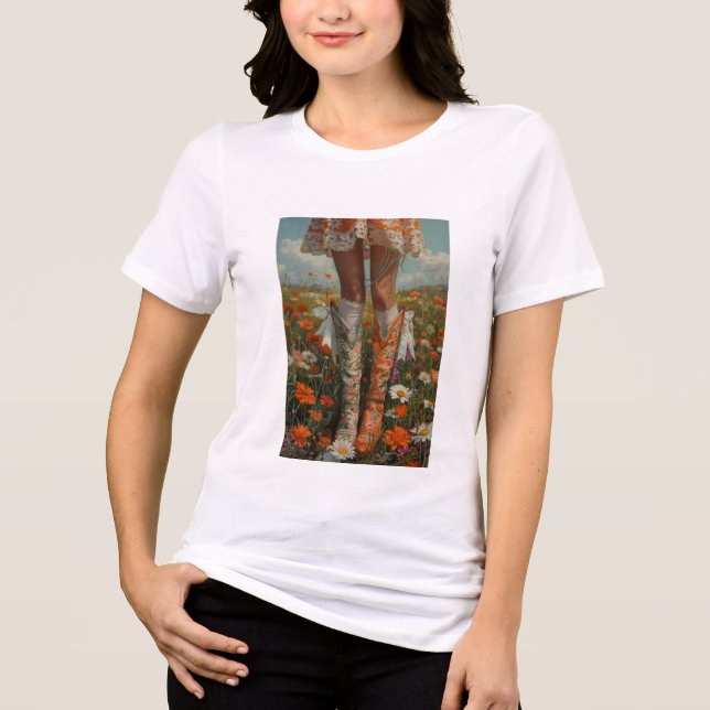 Whimsical Boho Cowgirl unübertroffene Orange Stief Tri-Blend Shirt (Vorderseite)