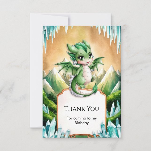 Whimsical Boho Dragon Birthday Dankeskarte (Vorderseite)