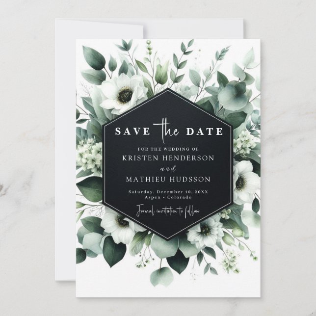 Whimsical Boho Eucalyptus Digital Wedding Save The Date (Vorderseite)