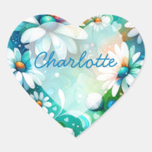 Whimsical Boho Floral Daisy mit Herz