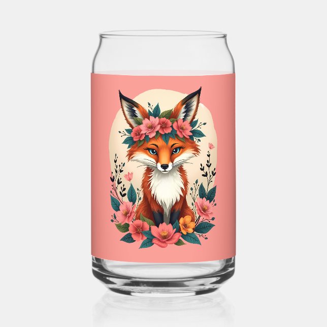Whimsical Boho Fox mit Blumenwald Dosenglas (Vorderseite)
