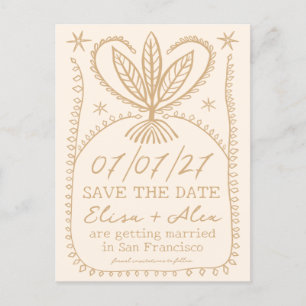 Whimsical Boho Frame Elegant SAVE THE DATE CUSTOM Einladungspostkarte