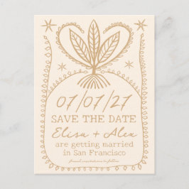 Whimsical Boho Frame Elegant SAVE THE DATE CUSTOM Einladungspostkarte