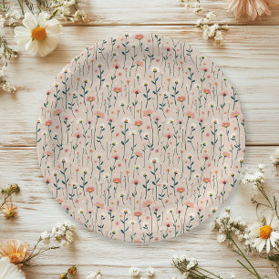 Whimsical Boho Garden Party Baby in Blütendusche Pappteller