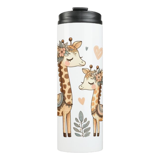 Whimsical Boho Giraffe Family Thermosbecher (Vorderseite)