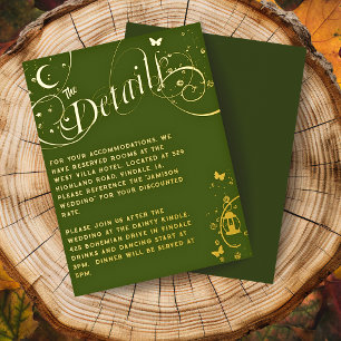 Whimsical Boho Green Gold Foil Mariage carte détai