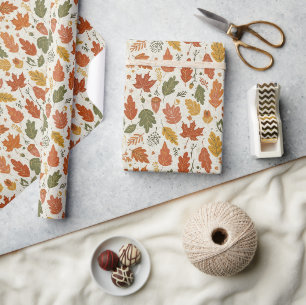 Whimsical Boho Herbstblätter Aquarell Geschenkpapier