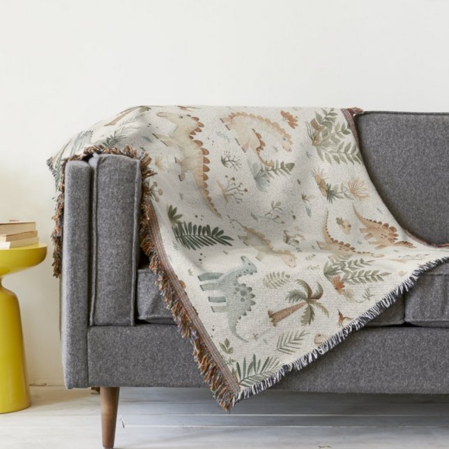 Whimsical Boho Jungle Dinosaur Muster Decke (Von Creator hochgeladen)