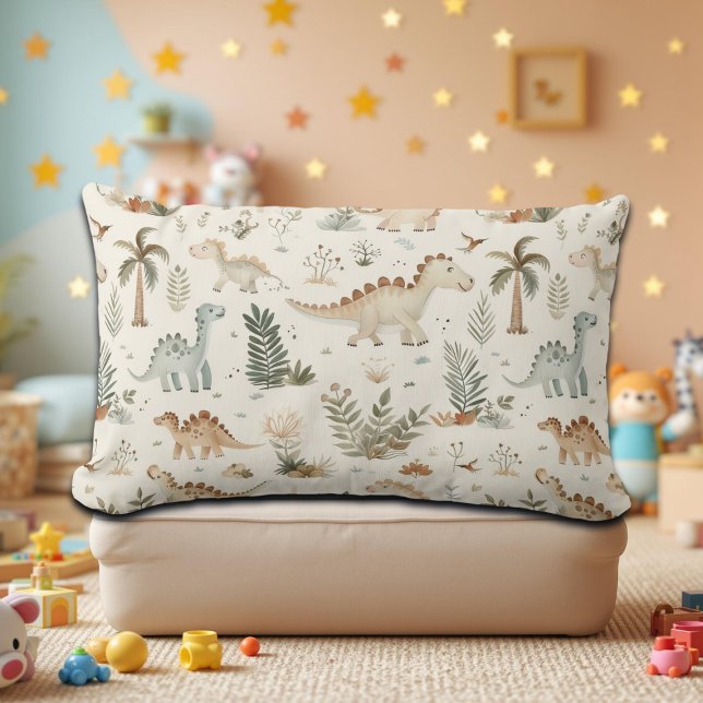 Whimsical Boho Jungle Dinosaur Muster Lendenkissen (Von Creator hochgeladen)