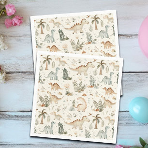 Whimsical Boho Jungle Dinosaur Muster Serviette