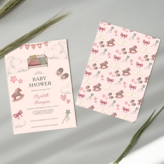 Whimsical Boho Kinderzimmer Bassinet Träume Pferd Einladung (Von Creator hochgeladen)