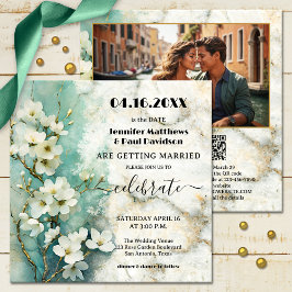 Whimsical Boho Marmor floral Alles in einer Hochze Einladung