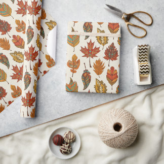 Whimsical Boho Mehrfarbig Herbstlaub Geschenkpapier