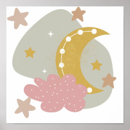 Whimsical boho moon szene, poster