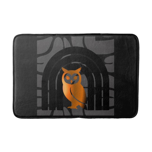 Whimsical Boho Owl & Tropical Monstera Leaf Badematte (Vorderseite)
