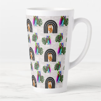 Whimsical Boho Owl & Tropical Monstera Leaf Milchtasse
