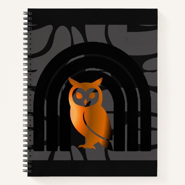 Whimsical Boho Owl & Tropical Monstera Leaf Notizbuch (Vorderseite)