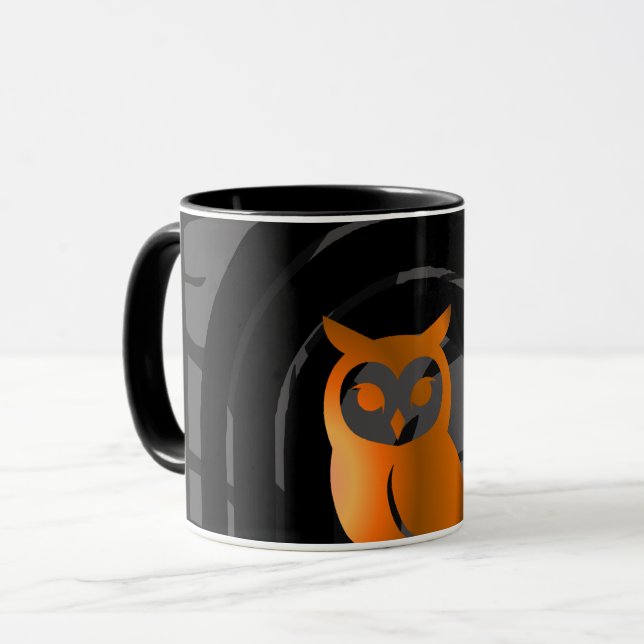 Whimsical Boho Owl & Tropical Monstera Leaf Tasse (Vorderseite Links)