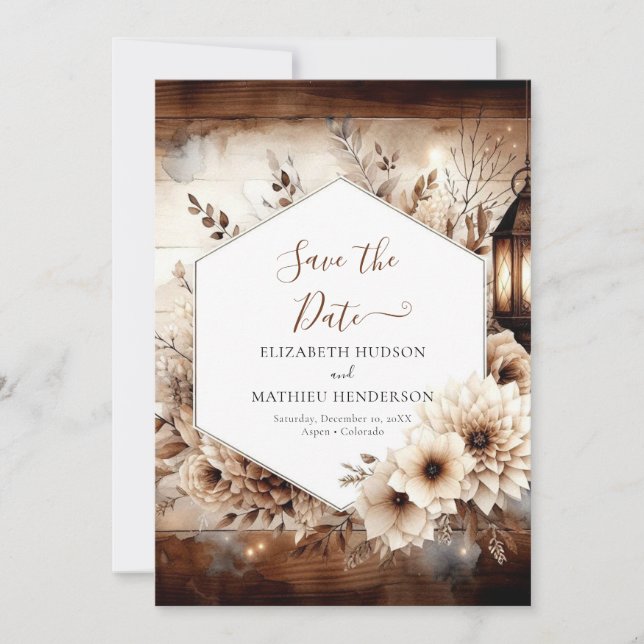 Whimsical boho rustic Hochzeit Save The Date (Vorderseite)