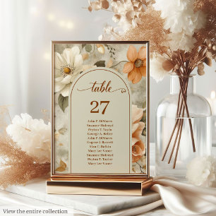 Whimsical Boho verbranntes Orange Elfenbein Salbei Tischnummer