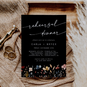Whimsical Boho Wildflower Hochzeitsprobe-Dinner-Ei Einladung