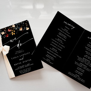 Whimsical Boho Wildflower Wir heiraten gefaltetes Programm